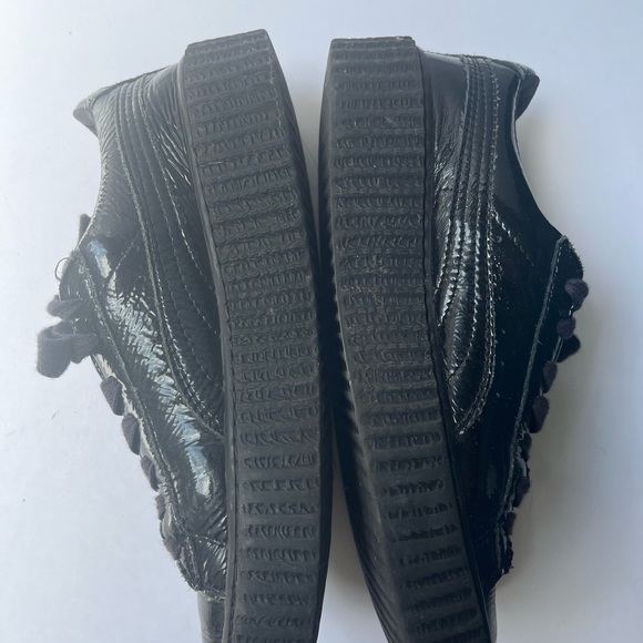 fenty puma by rihanna all black crinkle patent faux leather platform creepers - Picture 6 of 8